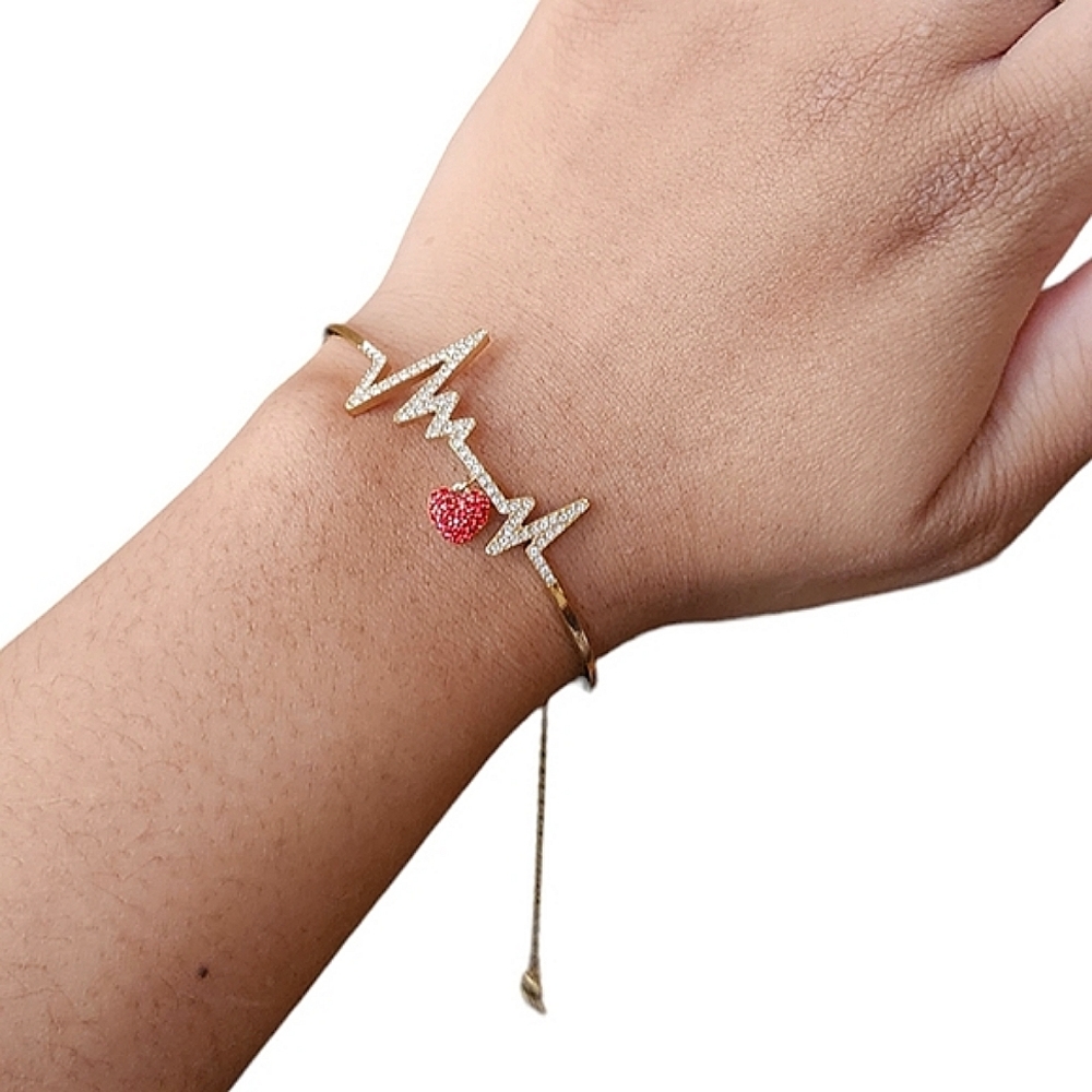 ☆Life Line Heart Beat Gold Bracelet☆